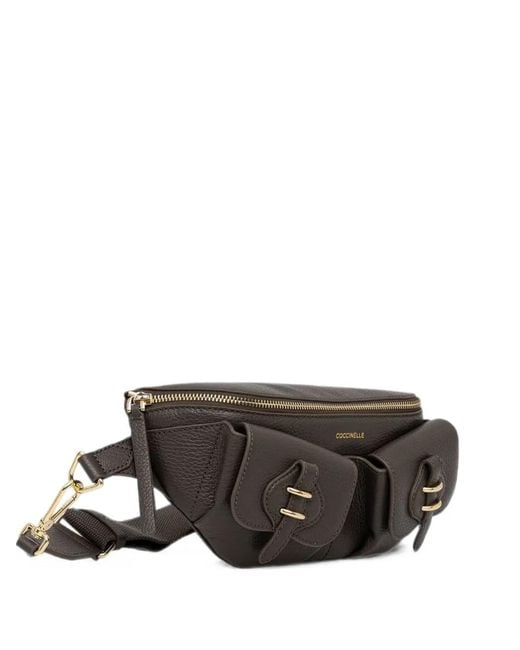 Coccinelle Black Small Mavery Pocket Grained-Leather Cross Body