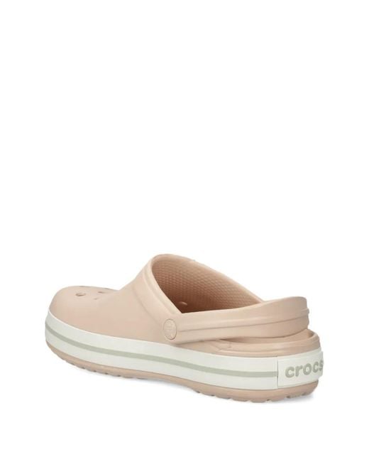 CROCSTM White Perforated Striped Slides