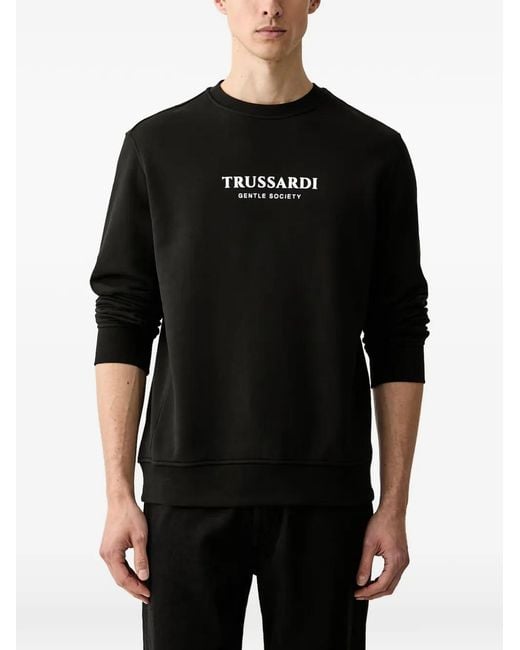 Trussardi Black Logo-Print Crew-Neck Sweater for men