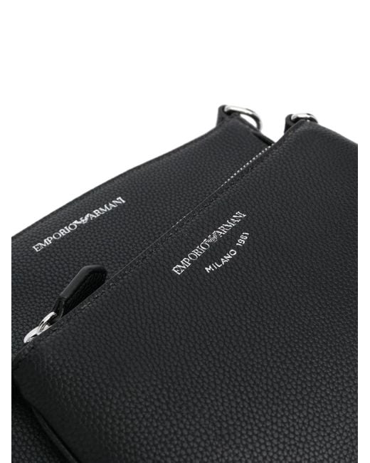 Emporio Armani Black Deer-Print Double Mini Bag