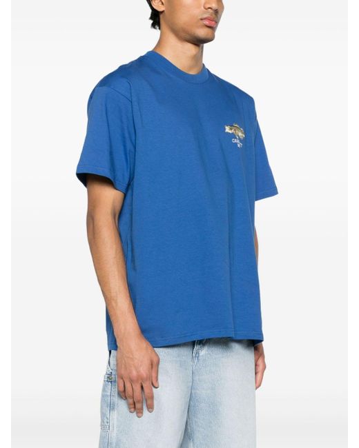 T-shirt en coton à imprimé poisson Carhartt pour homme en coloris Blue