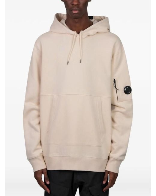 C P Company Natural Kangaroo-Pocket Hoodie for men
