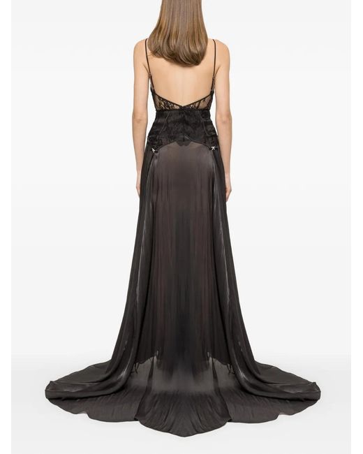 Nissa Black Lace-Panel Maxi Dress