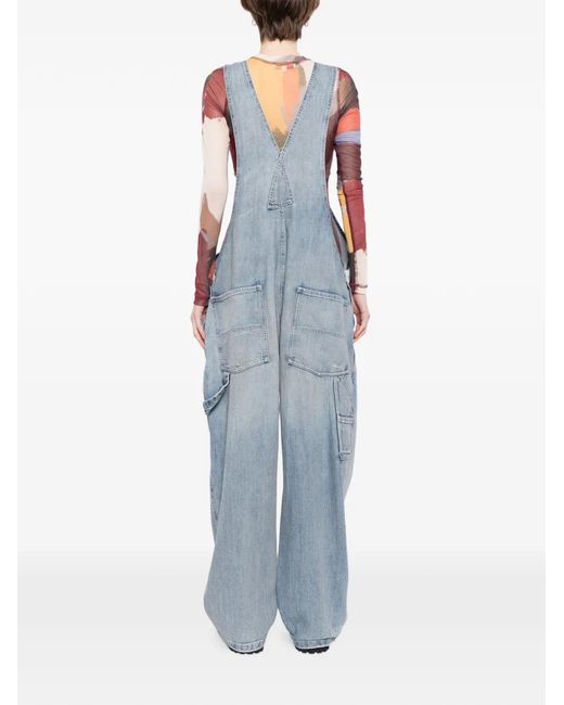 MM6 by Maison Margiela Blue Faded-Effect Dungarees