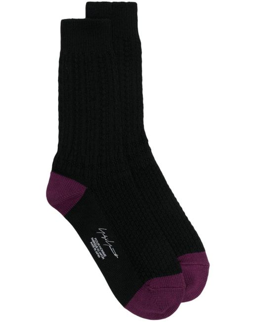 Yohji Yamamoto Black Logo-print Panelled Socks for men