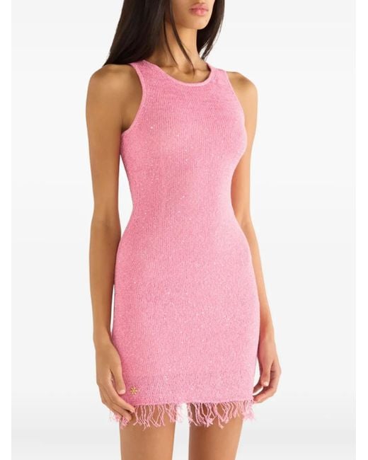 Asta Resort Pink Natalia Fring-Hem Mini Dress