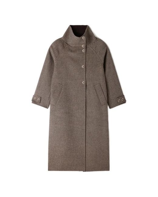 Sandro Brown Houndstooth Single-Breasted Coat