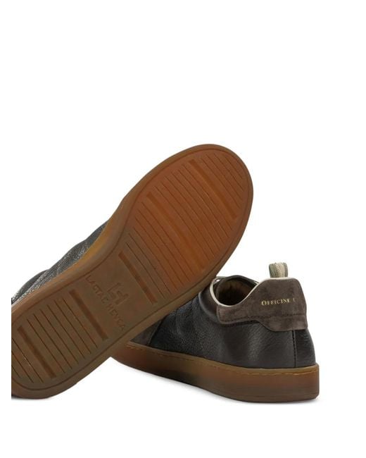 Officine Creative White Militia Panelled Leather Sneakers for men
