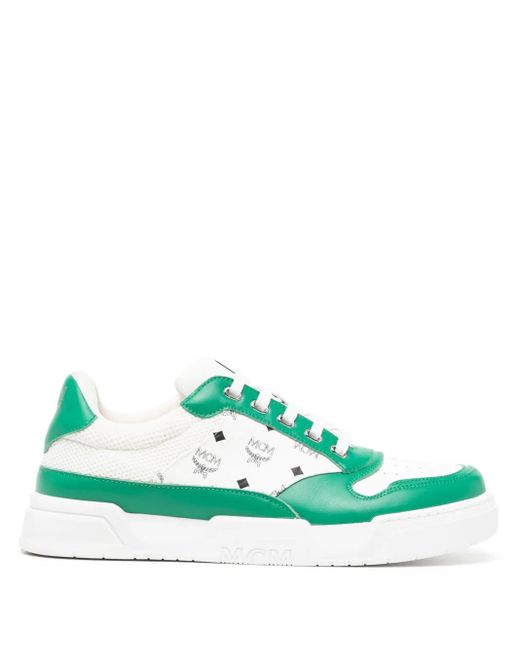 MCM Green Skyward Monogram-Print Low-Top Sneakers for men