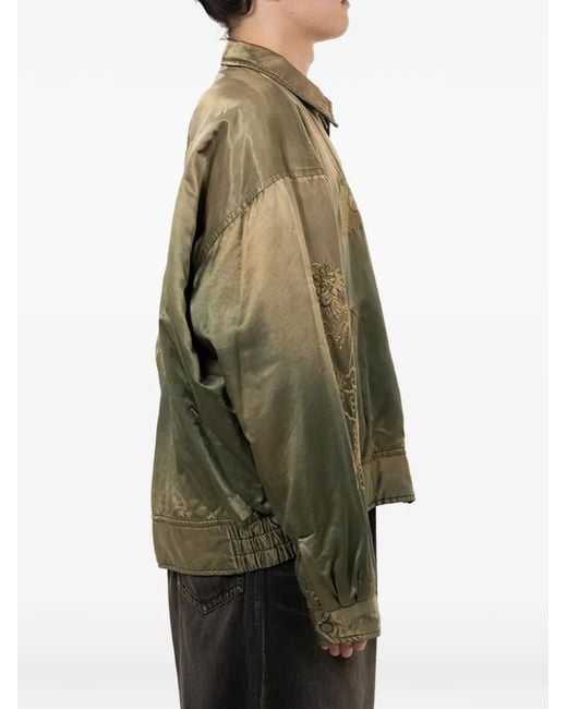 Maison Mihara Yasuhiro Green Embroidered Bomber Jacket for men