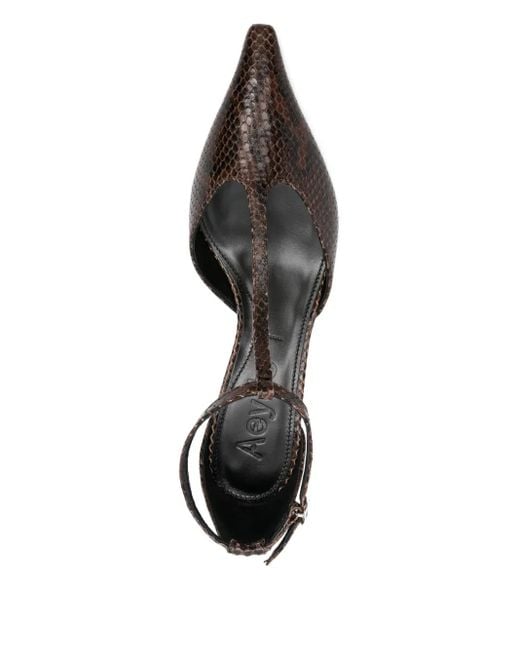 Aeyde Brown 30Mm Snakeskin Leather Pumps
