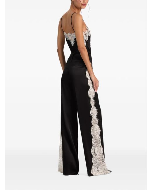 Alice + Olivia Black Olivia Lace-Panelled Wide-Leg Trousers