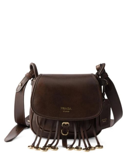 Prada Brown Corsaire Aged Leather Mini Shoulder Bag