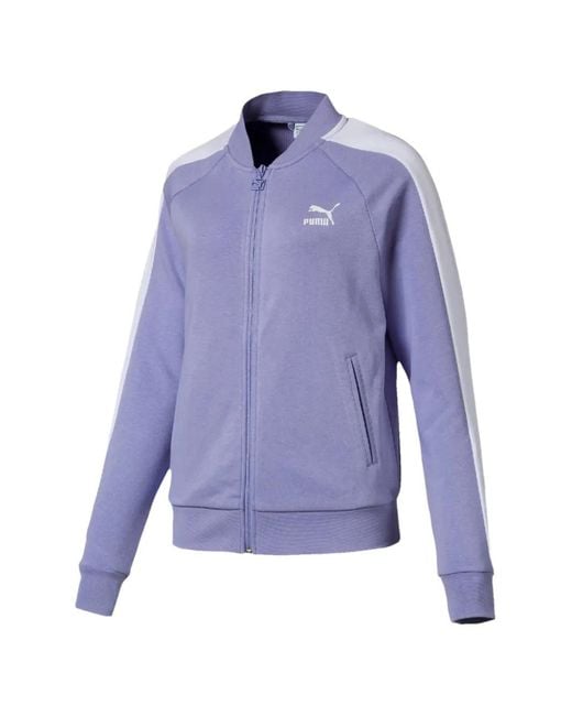 PUMA Purple Zip Striped Track Sweatshirt