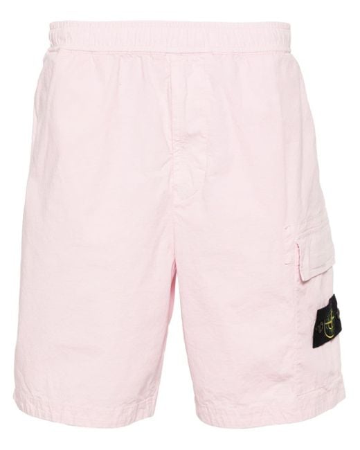 Stone Island Pink Compass-badge Cargo Shorts for men