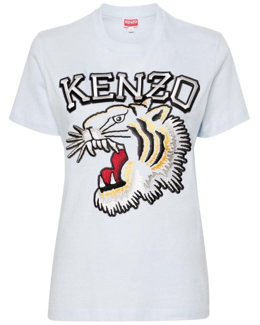 KENZO White T-shirt Ricamata Tiger Varsity