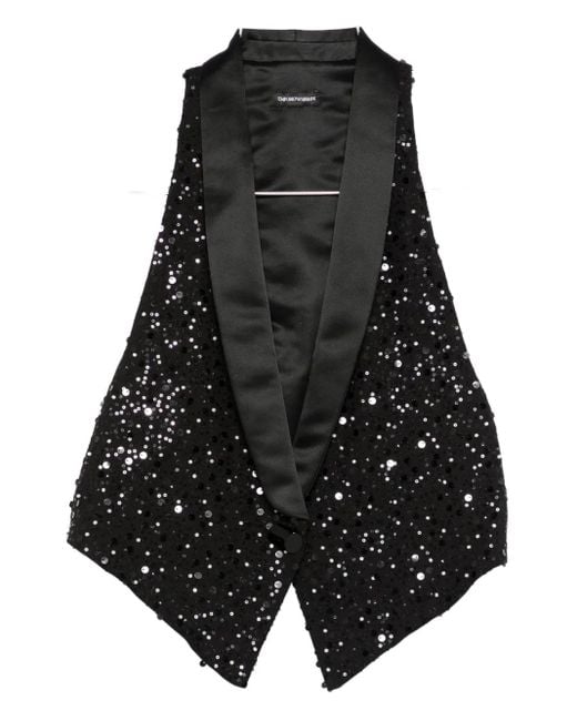 Emporio Armani Black Sequin-Embellished Waistcoat