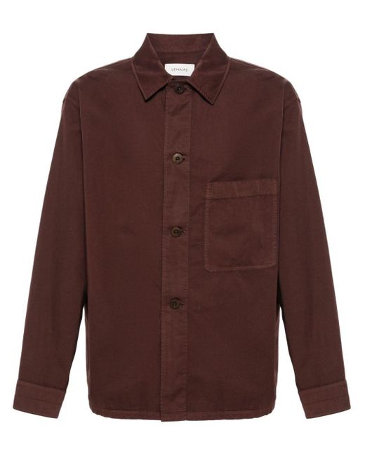 Lemaire Brown Plain Cotton Shirt for men