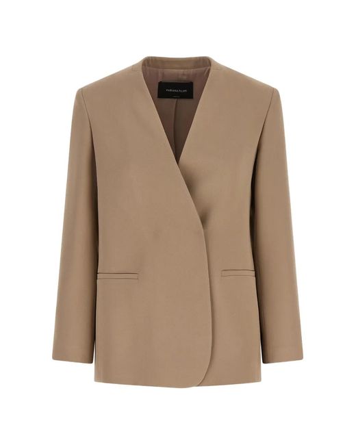 Fabiana Filippi Natural Lapel-Free V-Neck Blazer
