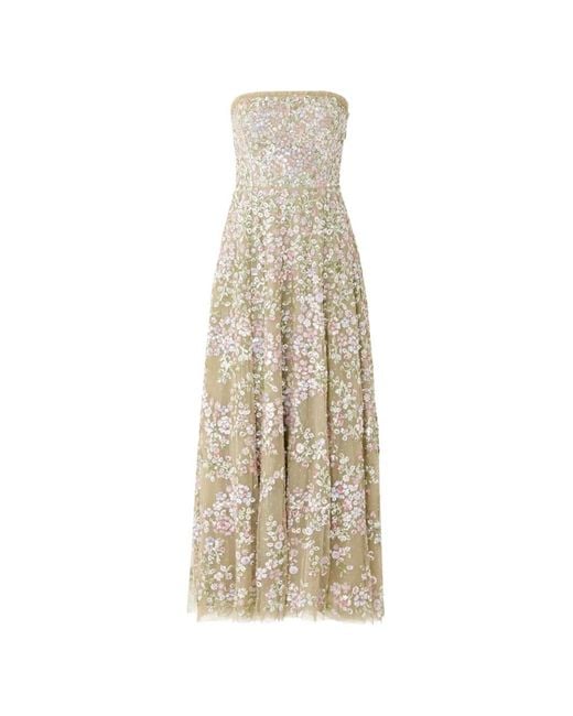 Needle & Thread White Dream Garland Strapless Floral-Print Maxi Dress