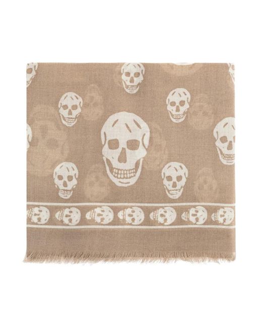McQueen Natural Skull-Print Scarf