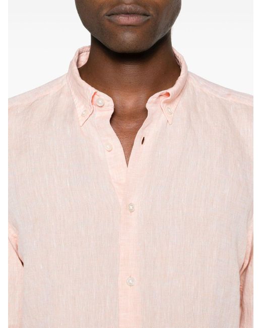 Textured linen shirt di Boss in Pink da Uomo
