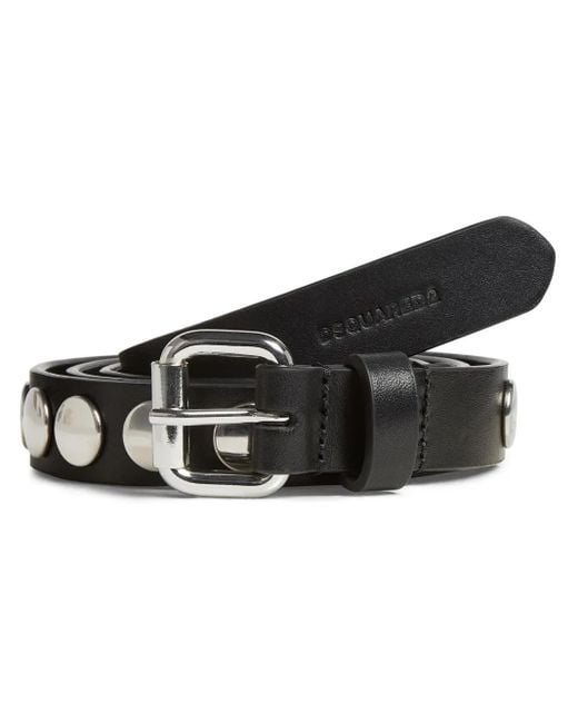 DSquared² Black Stud-Embellished Leather Belt