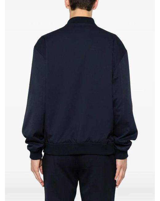 Karl Lagerfeld Blue Ribbed-Trim Zip-Up Bomber Jacket for men