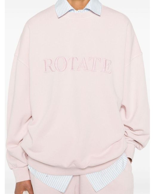 ROTATE BIRGER CHRISTENSEN Pink Logo-embroidered Sweatshirt