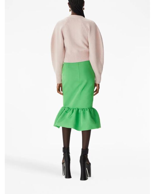 Nina Ricci Green Peplum-Hem Pencil Skirt