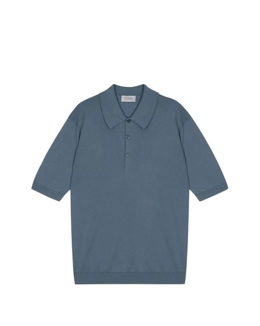 John Smedley Blue Isis Short-Sleeve Polo Shirt for men