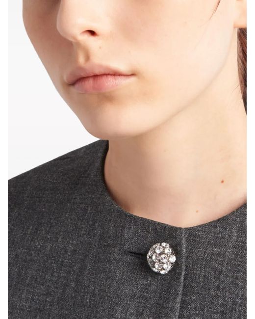 Prada Gray Crystal-Buttons Cropped Jacket