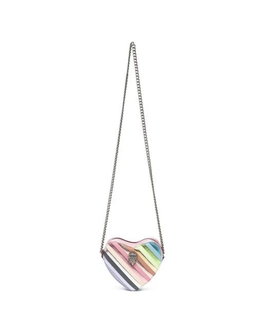 Kurt Geiger White Kensington Heart Striped Crossbody Bag