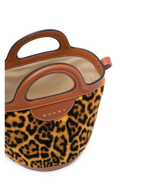 Marni Metallic Mini Tropicalia Leopard-Print Bucket Bag