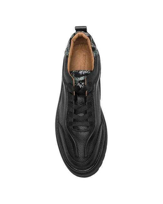 SERGIO MORETTI FIRENZE Black Pebbled Platform Sneakers
