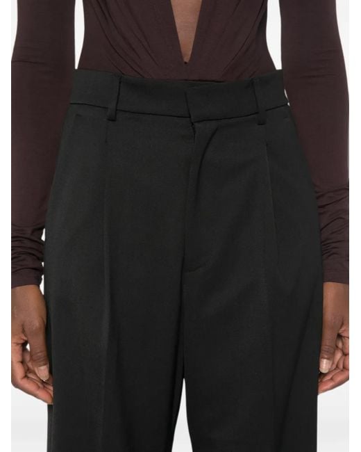 ANDAMANE Black Pleated Wide-Leg Trousers