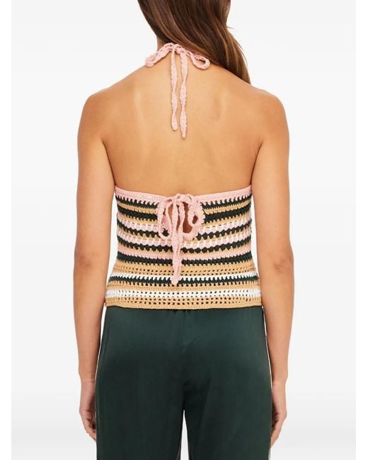 The Upside Natural Bohemia Sal Crochet Striped Halter-Neck Top