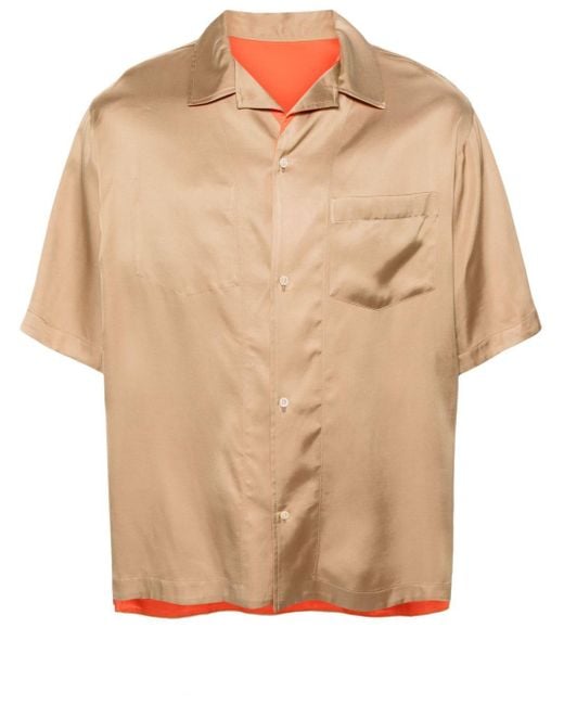 4SDESIGNS Natural Short-sleeves Reversible Shirt for men