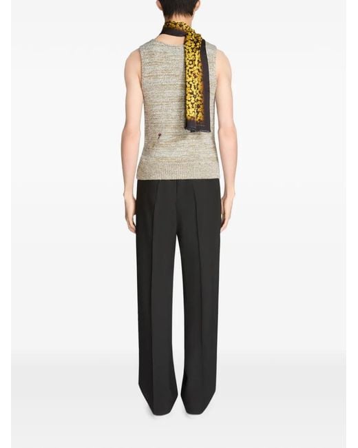 Dries Van Noten Natural Embroidered Wool Sweater for men