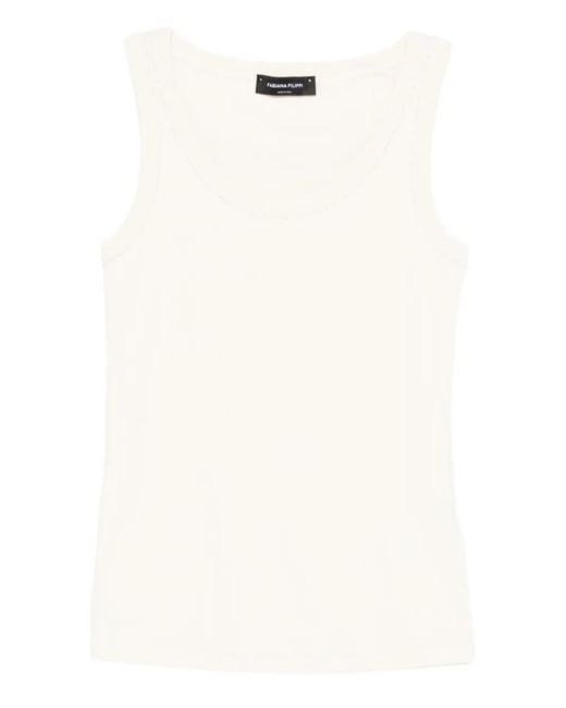 Fabiana Filippi White Scoop-Neck Top