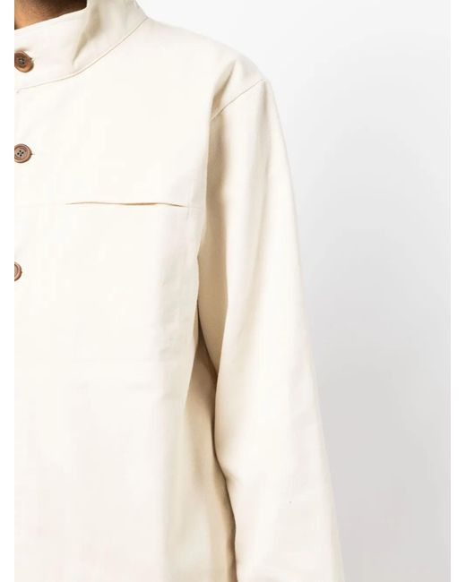 Marane White Funnel-Neck Shirt Jacket for men