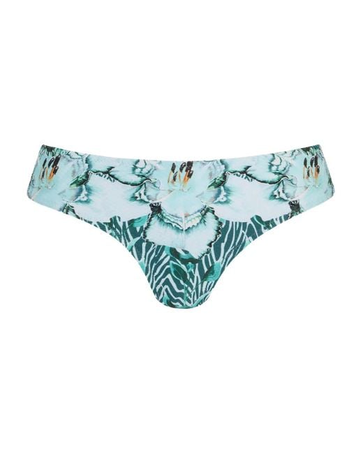 Temperley London Blue Liana Floral-Print Bikini Bottom