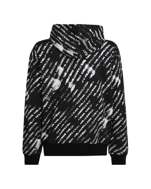 Karl Lagerfeld Black Hoodie Ample À Imprimé Graphique for men