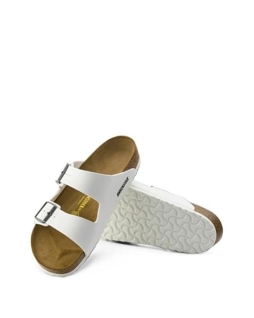 Birkenstock White Arizona Buckle-Fastening Sandals