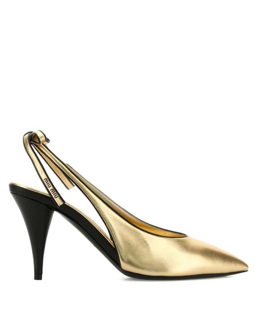 Miu Miu 90 Mm Metallic Leren Slingback Pumps