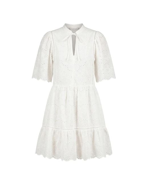 Boss White Broderie Anglaise Tiered Mini Dress