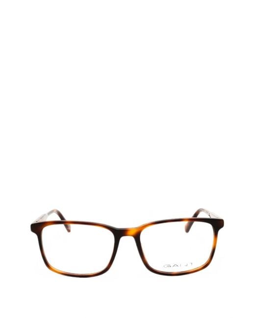 Gant Brown Tortoiseshell-Effect Rectangle-Frame Glasses for men