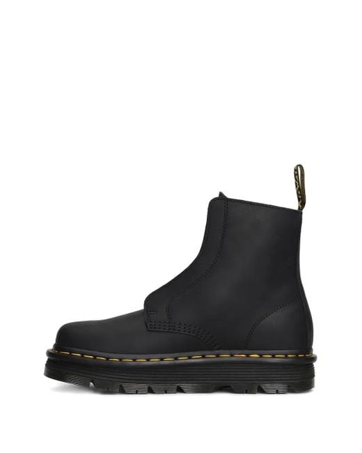 Dr. Martens Black Zebzag Laceless Leather Ankle Boots