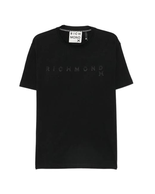 John Richmond Black Logo-Embroidered T-Shirt for men