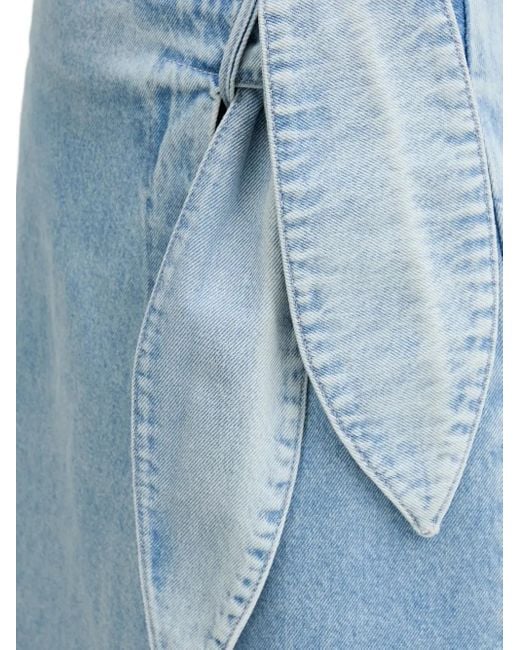 HUGO Blue Tie-Front Denim Midi Skirt